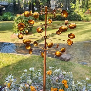 Outdoor Garden Wind Spinner, Cups Style Wind Sculpture, Outdoor Garden Spinner, Metal Garden Decoration, Kinetic Wind Spinner, Windmill