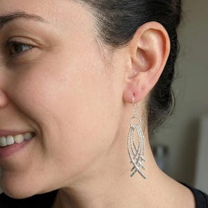 Silver Curved Dangles Hypoallergenic Earrings: Plastic Hook, Nickel-Free