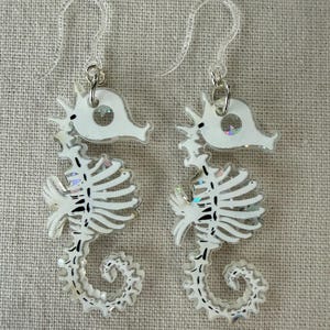 Hypoallergenic Plastic Skeleton Seahorse Earrings: Sensitive Ears, Lightweight