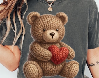 Osito de peluche, diseño de camiseta de San Valentín, PNG de amor, PNG de San Valentín, PNG de corazón, PNG de San Valentín, PNG de moda (descarga digital)