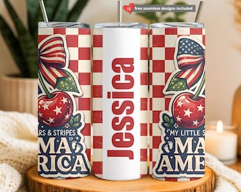 Vaso personalizado Mama America, vaso delgado de 20 oz con sublimación, vaso Mama PNG, Coquette USA PNG, descarga digital PNG del 4 de julio