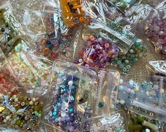Random sample SMALL seed beads, Small bag of bead mix, beads for DIY projects, jewelry making, beads soup, mostly 2-6mm, 7-10g, 0000