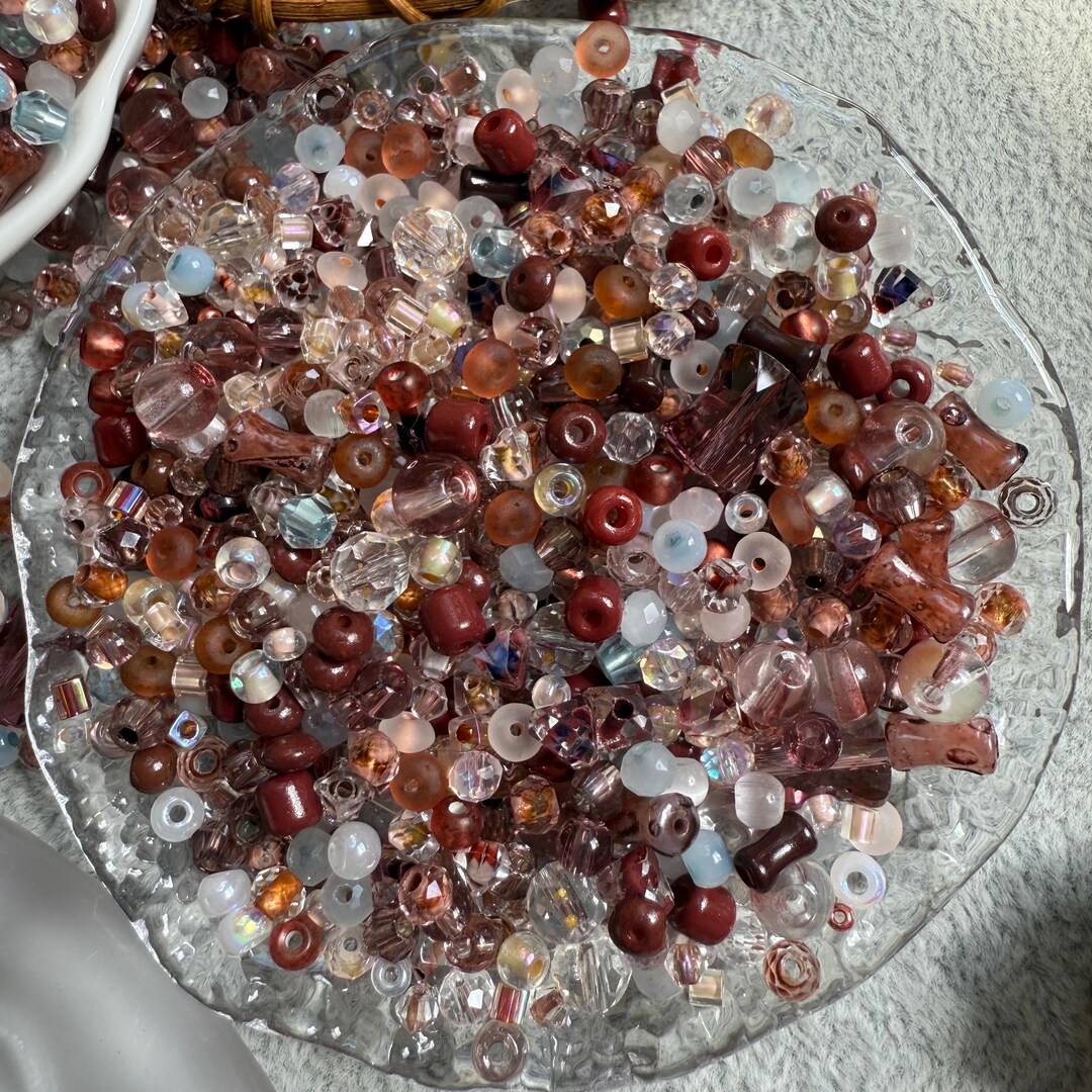 SMALL Glass Bead Mix, Reddish Brown and Blue, Beads for DIY Projects ...