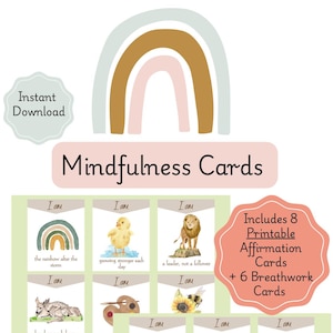 Carte di consapevolezza per bambini / Affermazioni mattutine / Esercizi di respirazione / Gentilezza / Pausa / Carte per la calma / Amore per se stessi / Carte per aumentare la fiducia in se stessi