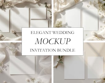 Elegant Wedding Invitation Mockup Bundle – Canva Editable Flat Lay Mockups