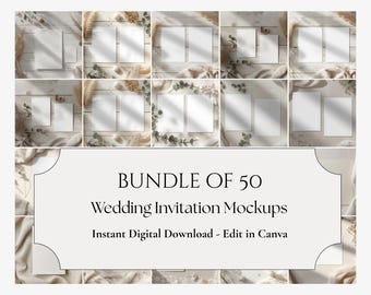 50 Wedding Invitation Mockups • Canva Editable • Instant Digital Download