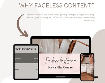 Faceless Instagram Basics Mini Course, UGC Digital Marketing Guide (MRR, PLR)