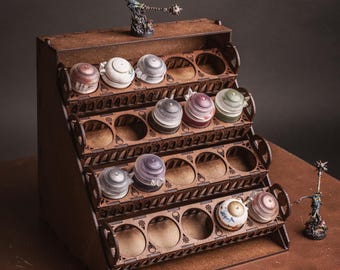 Modular paint rack for Citadel or Vallejo paints. Paint organizer. Paint bottle holder for desk organization. Paint bottle Storage rack.