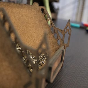 Gothic tool box. Medieval Fantasy accessory storage. Multipurpose stackable shelving for office, workshop, desk. Modular workstation