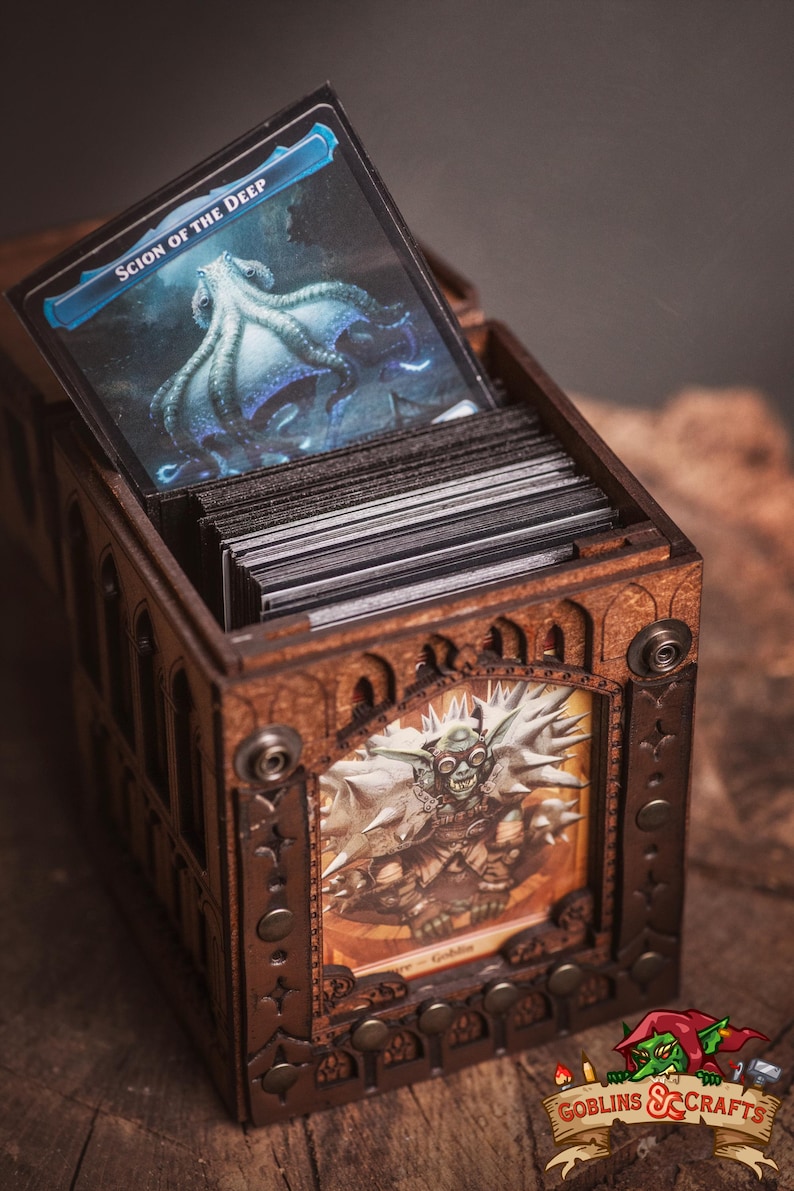 MtG deck box for collectible card games, Commander, DnD spell cards, Lorcana, Onepiece, Pokémon, and other games. Dice and counter drawer. image 11