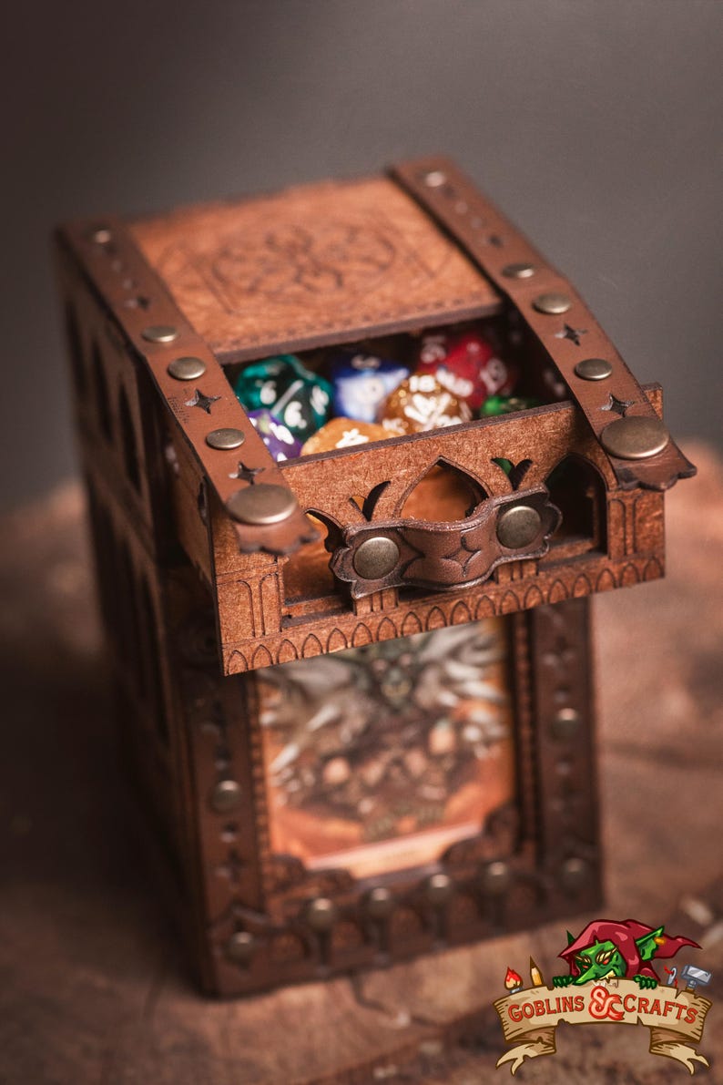MtG deck box for collectible card games, Commander, DnD spell cards, Lorcana, Onepiece, Pokémon, and other games. Dice and counter drawer. image 10