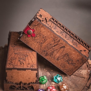 DnD Fantasy Dice Tower and Tray with Leather Mat. Foldable Dice Tower for RPGs, War Games. Medieval Castle Themed Transformable Dice Tower. image 10