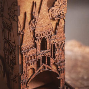 DnD Fantasy Dice Tower and Tray with Leather Mat. Foldable Dice Tower for RPGs, War Games. Medieval Castle Themed Transformable Dice Tower. image 7