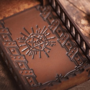 DnD Fantasy Dice Tower and Tray with Leather Mat. Foldable Dice Tower for RPGs, War Games. Medieval Castle Themed Transformable Dice Tower. image 5