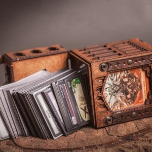 MtG deck box for collectible card games, Commander, DnD spell cards, Lorcana, Onepiece, Pokémon, and other games. Dice and counter drawer. image 12