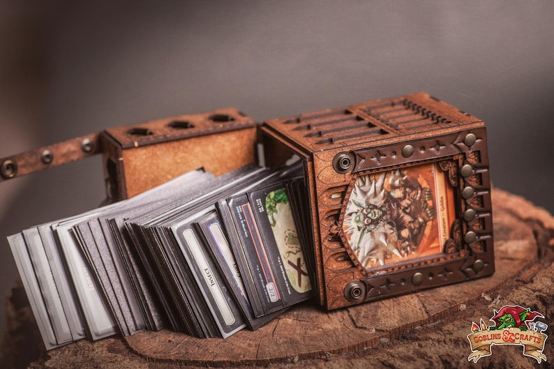 MtG deck box for collectible card games, Commander, DnD spell cards, Lorcana, Onepiece, Pokémon, and other games. Dice and counter drawer. image 12