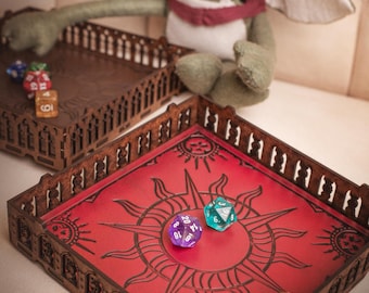 Custom Dice Tray. Grimdark Tabletop Dice Tray. Dungeons and dragons Role playing dice mat