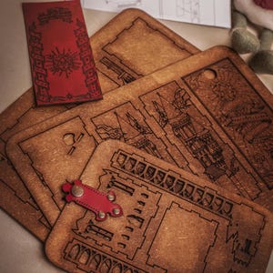 DnD Fantasy Dice Tower and Tray with Leather Mat. Foldable Dice Tower for RPGs, War Games. Medieval Castle Themed Transformable Dice Tower. Matrix