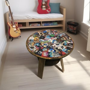Classic Rock Album Cover Art End Table: Man Cave Coffee Table