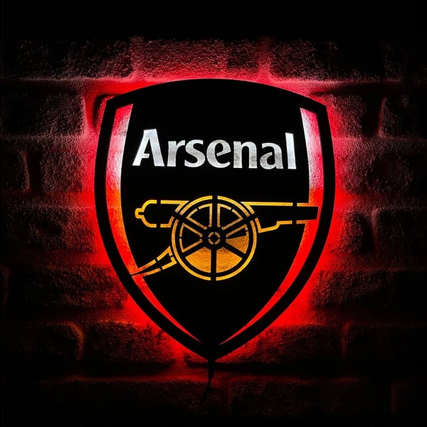 Arsenal Metal Sign With Led Lights, The Gunners Fans Unique Gift, Premier League Wall Art, Arsenal Metal Led Sign, Easy to Hang