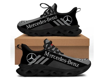 Chaussures de course Mercedes Benz, style vintage, nom personnalisable et logo