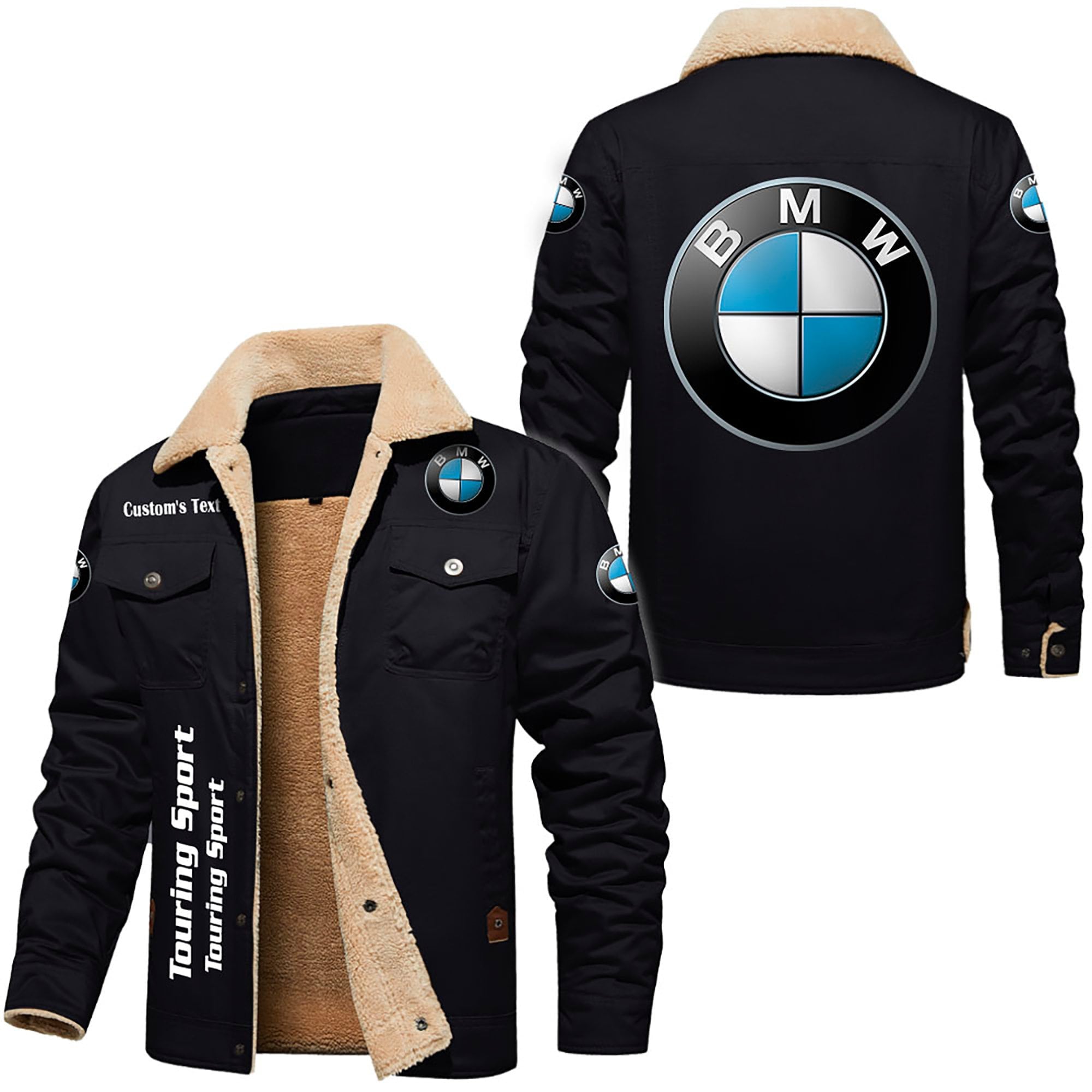 BMW Cargo Fleece gefütterte Baumwolljacke, Vintage-Stil ...