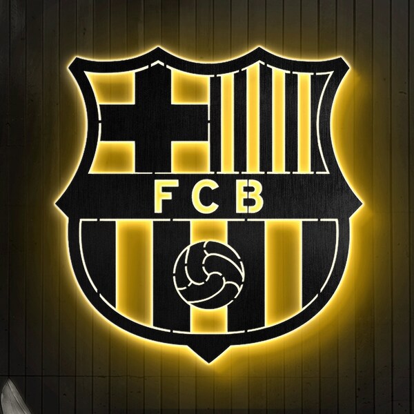 Enseigne lumineuse LED en métal du FC Barcelone, enseigne logo Barcelone, club de football de la Liga, décoration murale de football, déco équipe de football d'Espagne