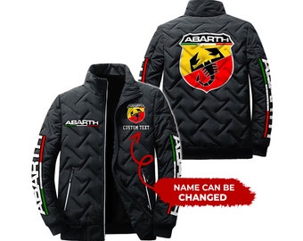 Personalized Abarth Stand Collar Lightweight Jacket, Vintage style, Customize Name, Customize Logo Car or Motorcycles model