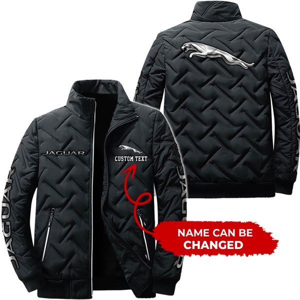 Personalisierte Jaguar Standkragen Leichte Jacke, Vintage Style, Name anpassen, Logo Auto oder Motorradmodell anpassen