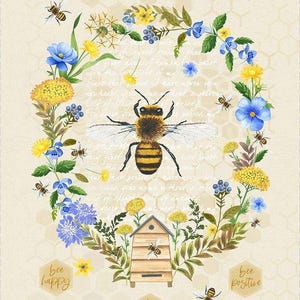 Bee Kind Panel Cotton 35 inches x45 inches Wide