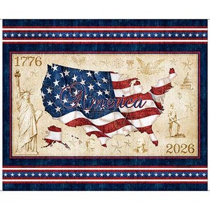 1776 American Flag Fabric Panel Cotton 36 inches X 44 inches
