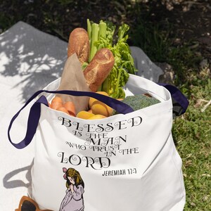 Inspirational Tote Bag for Faith, Blessed Design, Religious Gift, Scripture Bag, Affirmation Accessory