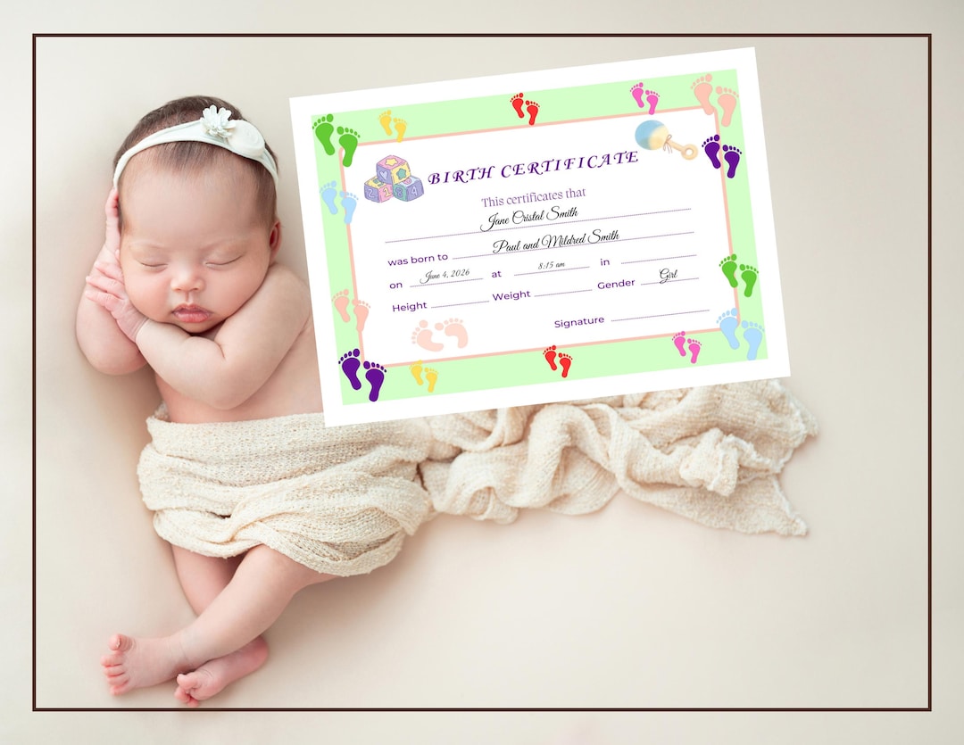 Baby Birth Certificate Template | Printable Keepsake for Newborn ...