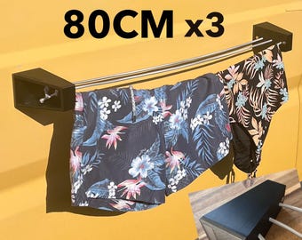 Ultra-compact 80cm magnetic clothesline for van / campervan / car - 2 magnets