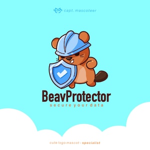Cute Beaver Mascot Logo, Cute Cartoon Beaver , Adorable Beaver Logo for Your Business, Kawai Beaver Mascot Logo for Your Business
