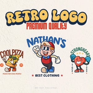 Kundenspezifisches exklusives Retro Karikatur-Charakterillustrationslogo, kundenspezifisches Vintages Maskottchen-Design mit einem Retro alten Stil für Weinleselogodesign