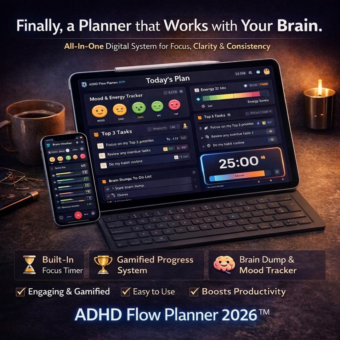 ADHD Digital Planner 2026 | Interactive Notion Planner | Focus ...