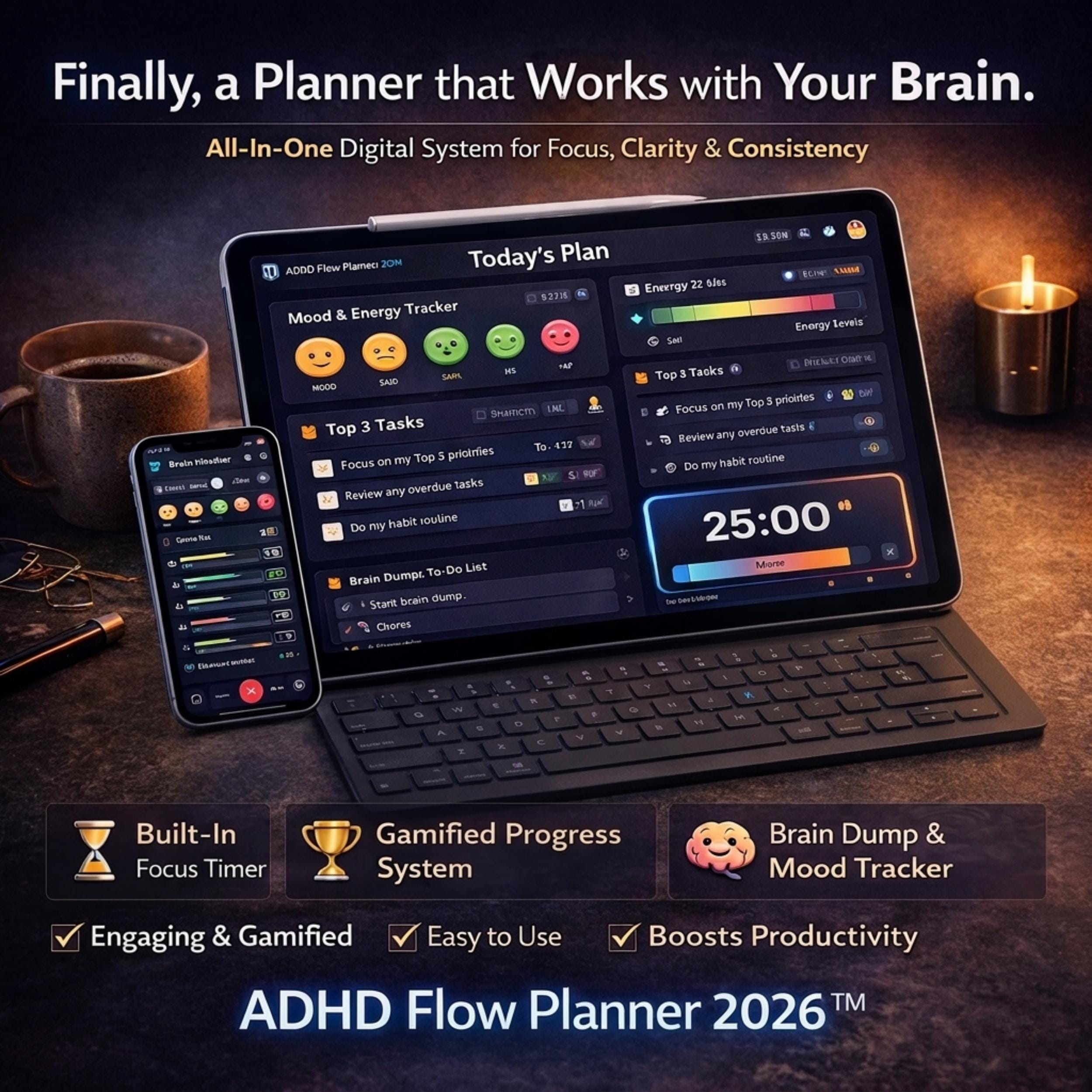 ADHD Digital Planner 2026 | Interactive Notion Planner | Focus ...