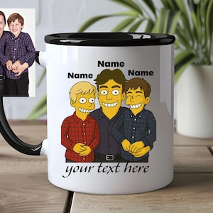 Personalized Father's Day Cartoon Photo Mug, Custom Cartoon Portrait Mug, Custom Portrait Mug, Personalized Photo Mug, Custom Dad Photo Mug,