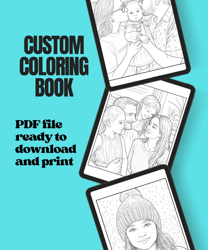 Custom Photo Coloring Book Digital Download | Personalized Coloring ...