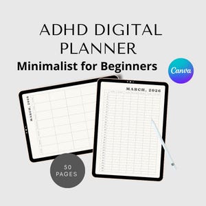 ADHD Digital Planner 2026 | 50 Page Start Anytime Planner | Simple Focus Productivity | iPad GoodNotes Notability, adhd planner-digital