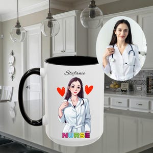 Personalized Nurse Mug, Personalized nurse mug with name, Custom Nurse Mug, Nurse photo mug, Custom cartoon mug, Nurse mug, custom mug
