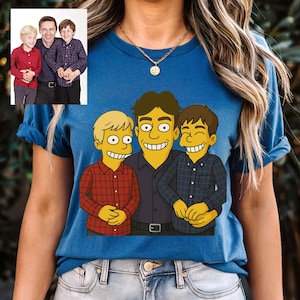 Anime Lovers Custom Cartoon T-Shirt, Personalized Family Portrait Tee, Cute Couple Gift Shirt for Cartoon Fans,  Custom Cartoon Shirt