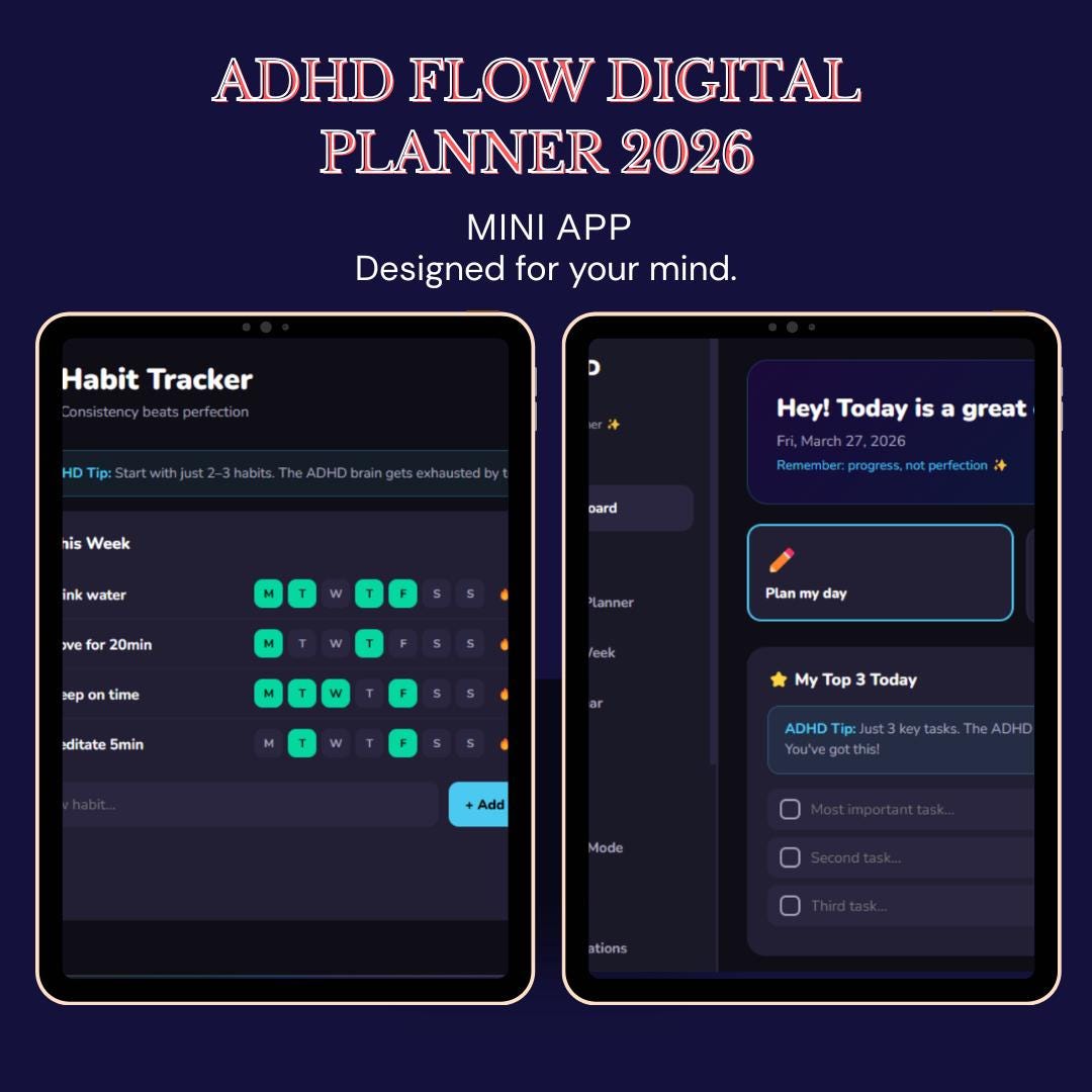 ADHD Digital Planner 2026 | Interactive Daily Weekly Planner for ADHD ...