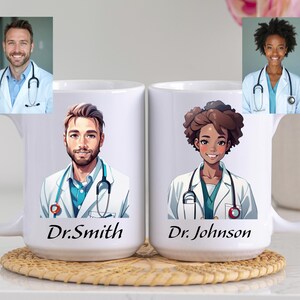 Benutzerdefinierte Arzt Foto Becher, personalisierte Zukunft Arzt Karikatur Becher, Medizinische Schule Graduierung Cartoon Becher, Arzt Foto Becher, Arzt Becher