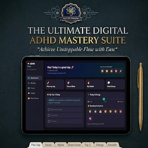 Agenda digitale per ADHD 2026 | Agenda interattiva giornaliera e settimanale per ADHD | Monitoraggio delle abitudini, timer Pomodoro e sistema di produttività per la concentrazione