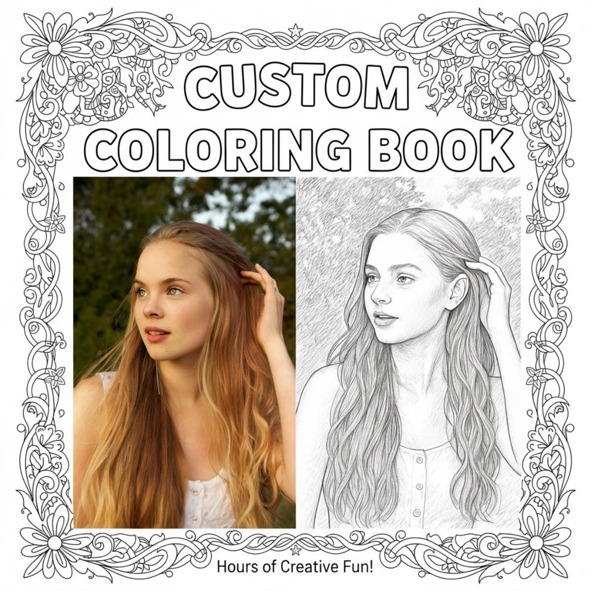 Custom Coloring Book From Photo | Personalized Coloring Pages | Unique ...