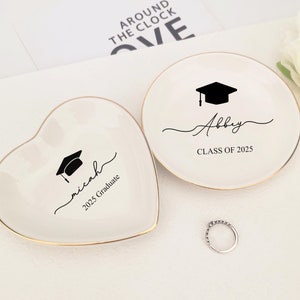 Personalized Name Graduation Jewelry Dish, Graduation Gift,2025 Class of College Graduation Gift, PHD Graduation Present, Gift for Her