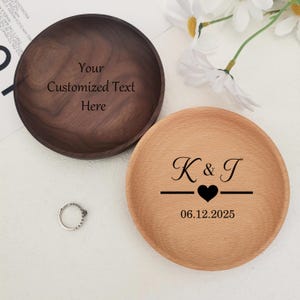 Prato de aliança de casamento personalizado, prato de joias de madeira, presente de dia dos namorados para esposa, presente para namorada, presente de aniversário, prato de bugigangas