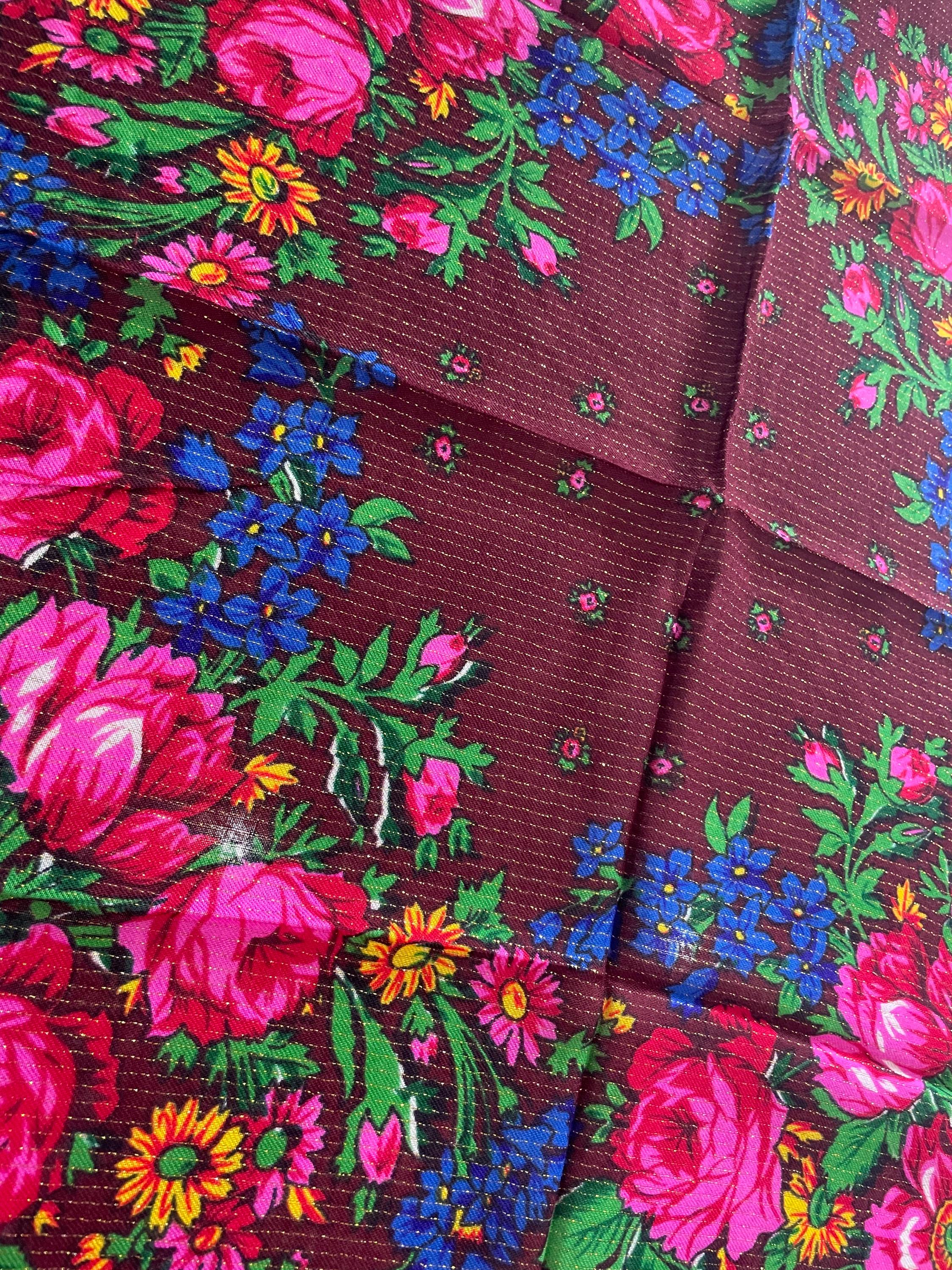 大好き Scarf/ Floral Metallic Navajo Babushka Scarf/ Flower バンダナ
